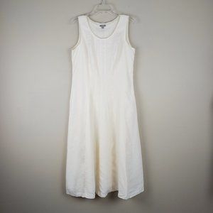 J. JILL| NWT Women's 100% Linen Cream Sleeveless Midi Dress Size Size Medium